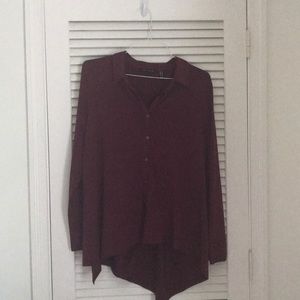H by Halston button up maroon blouse top